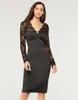 Sexig spets patchwork Women Sheath Dress Elegant Long Sheer Party Dresses 1118188