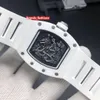 Высочайшее качество мужские деловые часы Модернизированная версия Белый керамический корпус Часы Резиновый ремешок Часы Автоматические механические наручные часы