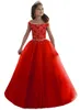 Dziewczęta Suknie Off The Ramię Długa Księżniczka Birthday Ball Suknie Kids Prom Dress 2020 Tulle