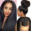 HD Kinky Straight Lace Front Parrucche per capelli umani Brasiliano 360 Lacci Parrucca frontale 180 250 Densità Yaki italiano