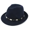 Модная шерстяная кепка Fedora Trilby для мужчин и женщин, гангстерская кепка, джазовая шляпа, черный кожаный ремешок2768634