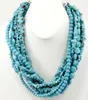 Multi-Strands Blue Magnesite Turquoise Bib Heavy Ketting 20.5 "Gratis verzending