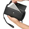 Skórzany Sekretarz Portfel Biznesowy Organizator Bifold Książka Książka Pokrywa Z Zamek Zipper Long Torebki Męska Portfel Money Clip Torby Sprzęgła