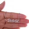 Set di bracciali con collana con nome in acciaio inossidabile "Victoria" Script Letter Gold Choker Chain Collane con ciondolo Targhetta per regalo da donna