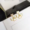 Fashion-2020 new white heart four-heart earrings S925 silver plated 18-carat gold friary stylish female earrings classic style with gift box