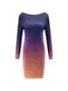 Sommarklänning 2019 Kvinnor Elegant Sträckt Baklösa Långärmad Party Bodycon Slim Mini Dress Vestidos Robe Femme Multicolor