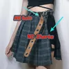Gothic Plaid A-line Mini Skirts Women 2019 New Hot Asymmetric Patchwork Bandage Punk Club Sexy Cool Fashion Black Short Skirt Y19042602