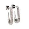 Whole clear cubic zirconia high quality fashion jewelry safety pin stud european women trendy gorgeous earrings3858426