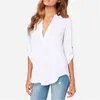 Mulheres Roupas Estilo Verão Chiffon Blusas T Camisetas Senhora Meninas Casual Manga Longa V-Neck Feminino Blusas Mujer de Moda