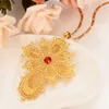 24 K Or Massif Fin GF Exquis Italien Figaro Collier Chaîne Solitaire Fleur Rubis Pierres Précieuses Entièrement CZ 18ct Pendentif Inde