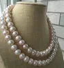 Collier de perles blanches rondes 10-11mm avec 18 rangs de perles 18 "19" 925