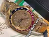 Роскошный новый GMT II 116759 SAru-78209 116758 SA автоматические мужские часы золото Гипсофила циферблат Черный / Розовый бриллиантовый безель Сапфир SS группа часы