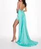 Sexig Royal Blue Backless Prom Klänning Elastin Satin Party Dress Side Zipper Sweep Train Party Dress