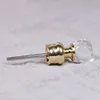 Bottiglia di olio di profumo in vetro, metallo, vintage, ottone antico, placcatura in oro, smaltata a mano rossa e strass, 8 ml, con coperchio in cristallo