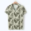 Mannen Shirt Zomer 2020 Fashion Print Casual Gestreepte Shirts Korte Mouwen Losse Hawaiiaanse Vakantie Strand Top Blouse Drop #45282M