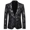 Hommes mode danse Blazer manteaux mâle motif affaires affaires mariage scène à manches longues costume vestes mince manteau S-2XL