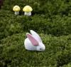 Påsk Mini Bunny Dekorationer Vit Kanin Big Ear Rabbits Moss Micro Landscape Resin Fairy Garden Ornament för hem påskgåvor för barn