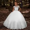2020 Lovey Holy Lace Princesse Robes De Fille De Fleur Robe De Bal Robes De Première Communion Pour Les Filles Sans Manches Tulle Toddler Pageant Robes