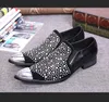 Crystal Formal Pointed Men Handmade Toe Party Dress Red Black Male Wedding Leather Shoes Brogues fb