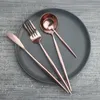 24 sztuk / zestaw czarny złoty dinner naczynia Zestaw deserów widelec Flatware Set 18/10 Ze Stali Nierdzewnej Stee Kitchen Tableware Silverware