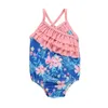 Девочки Swimsuits Цветочные девушки Swimwear One Piece Ruffled купальный костюм Дети Suspender плавать Одежда Летняя купальников DHW3226