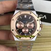 7 Stil Yeni Kuvars Kronograf Erkek İzle 26320ST Beyaz Dial Sapphire Strowwatch Gül Altın İki Tonlu Kılıf Çelik Bant Beklemleri Puretime