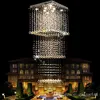 LED moderna Praça candelabro de cristal Iluminação Escada Raindrop teto luminária para Corredor Escada Foyer Sala