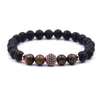 Men's and women's beads bracelet elastic natural stone yoga bracelet bracelet volcanic lava rock round loose beads natur295m