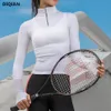 Cute Women Long Sleeve Running Yoga Sports Tops Mesh Workout Top With Thumb Holes White T-Shirt Fitness Running Sport T-Shirts