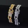 12mm Mens Miami Cuban Link Chains Gold Silver Diamond Iced Out Hip Hop CZ Bracciale da uomo Simulato Bling strass Bracciali