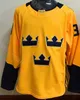Blank Sverige Jersey Men Ice Hockey College Vintage 2016 World Cup Team 30 Henrik Lundqvist Jerseys Home Yellow Color All Stitched Breattable