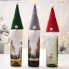 DHL Christmas Decoration Rudolph Hats Felt Wine Bottle Cover Santa Claus Beard Doll Shape Xmas Table Decoration 3 Colors XD21171