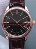 Luxury Watch 5 Style Mens Dual Time White Gold Black Dial Leather Strap 50509 39mm Automatiska modematklockor