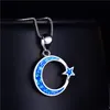 Schattige maan ster hanger ketting blauwe vuur opaal ketting 925 sterling zilveren bruiloft sieraden