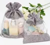 10x14cm Clear Window Jute Gift Sac Burlap Party Favor Sac Sac en linge à crampon Organza Bijoux Gift Sac Candy Sn13933617879