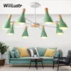 Macaron Color Semi Flush Mount Ceiling Lamp Hotel Restaurant Hall Bedroom Baby Room Green Pink Colorful Iron Wood Bird Lighting