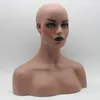 Темная кожа черная губа стекловолокна Женская голова манекена для кружевного парика ювелирных изделий и шляпы 213y7811872