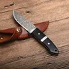 Top Quality Damascus Survival Straight Knife Damascus Steel Drop Point Blade Full Tang Wood Handle Fixed Blade Knives