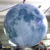 Enorma uppblåsbara belysning Moon Planet 3m / 6m Diameter Blue Hanging / Ground Sphere Ballong för konsert och Party Decoratio