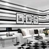 Dikey Çizgili Duvar kağıdı Ev Dekorasyonu İçin Salon Yatak odası Duvar Kaplamaları Metalik Siyah Gümüş Modern Lüks kağıt duvar kağıdı