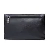 Mäns Äkta Läder Koppling Business Folding Bag Hand Fångad Handväska Business Black Organizer Wallet