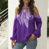 Spot Blouses spring autumn explosions women's long-sleeved printed sexy strapless T-shirt chiffon shirt