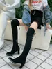 Hot Sale-men Boots over the knee thigh high boot Martin Desert woman booties 6cm black Stretch high heels shoes women boots