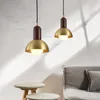 Moderne Iron Hanglamp Hout Koper Kleur Opknoping Licht Hotel Bar Counter Cafe Nachtkastje Balkon Simplistische Suspension Lighting