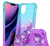 Glitter Färgglada Quicksand Fodral Bling Diamond Flowing Liquid Floating Girls Case 12 11 13 Pro Max för Samsung Galaxy Not10 / S10 / Plus / A10E / A20E / A20 / A30 / A50