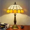 Lampada da tavolo Tiffany Lampade decorative in stile mediterraneo europeo ristorante bar caffetteria piccole luci da comodino in vetro colorato