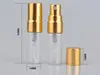 3 ml Travel Refillable Glass Parfymflaska med UV Sprayer Cosmetic Pump Spray Atomizer Silver Black Gold Cap2603398