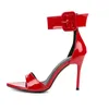 Pzilae 2020 fashion women sandals red patent leather high heel sandals women open toe ankle buckle strap sexy ladies party shoes CX200617