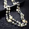 Großhandels-Luxusdesigner schöne Blumen klassische elegante Perlen mehrschichtige lange Pullover-Statement-Halskette für Frau