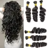 Onbewerkte krullend vlechten menselijk haar 9a 3pcs handelen Braziliaanse losse golf haarbouten voor micro -vlechten